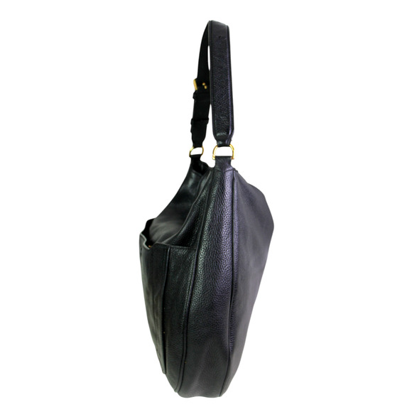 ROOMY Marc Jacobs NY BLACK GENUINE LEATHER FLAP HOBO SHOULDER BAG PURSE HANDBAG - Picture 4 of 16